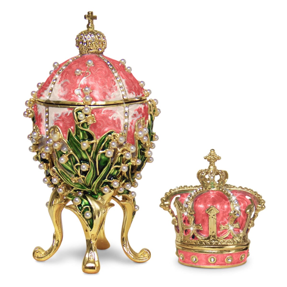 Pink Lilies of the Valley Easter Egg Replica – Extra Large with Crown