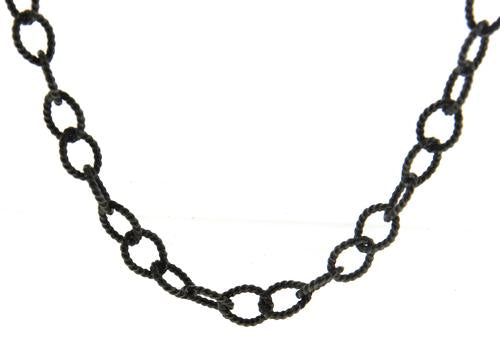 Edgy & Chic Sterling Silver Oxidized Twisted Oval MatineChain