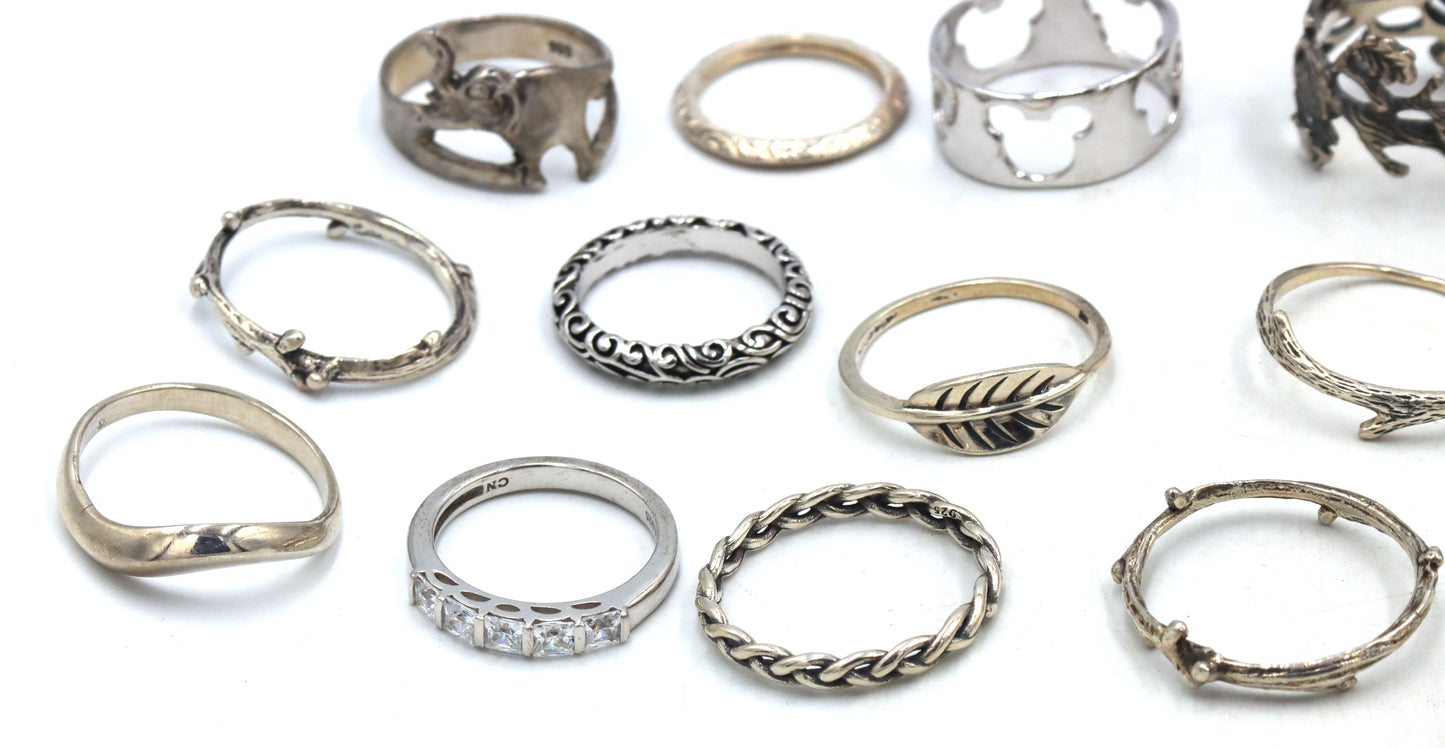 Group lot of Vintage 925 sterling silver rings