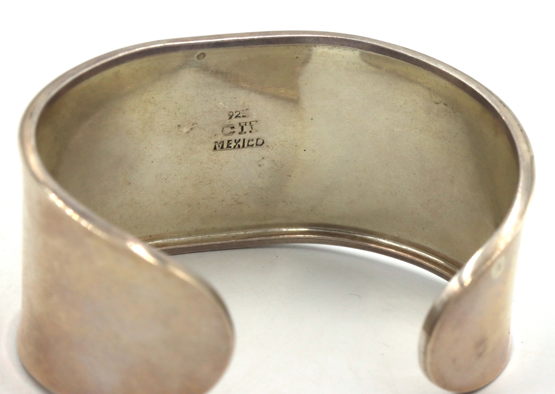 925 Sterling silver Mexico signed coral cuff bangle
