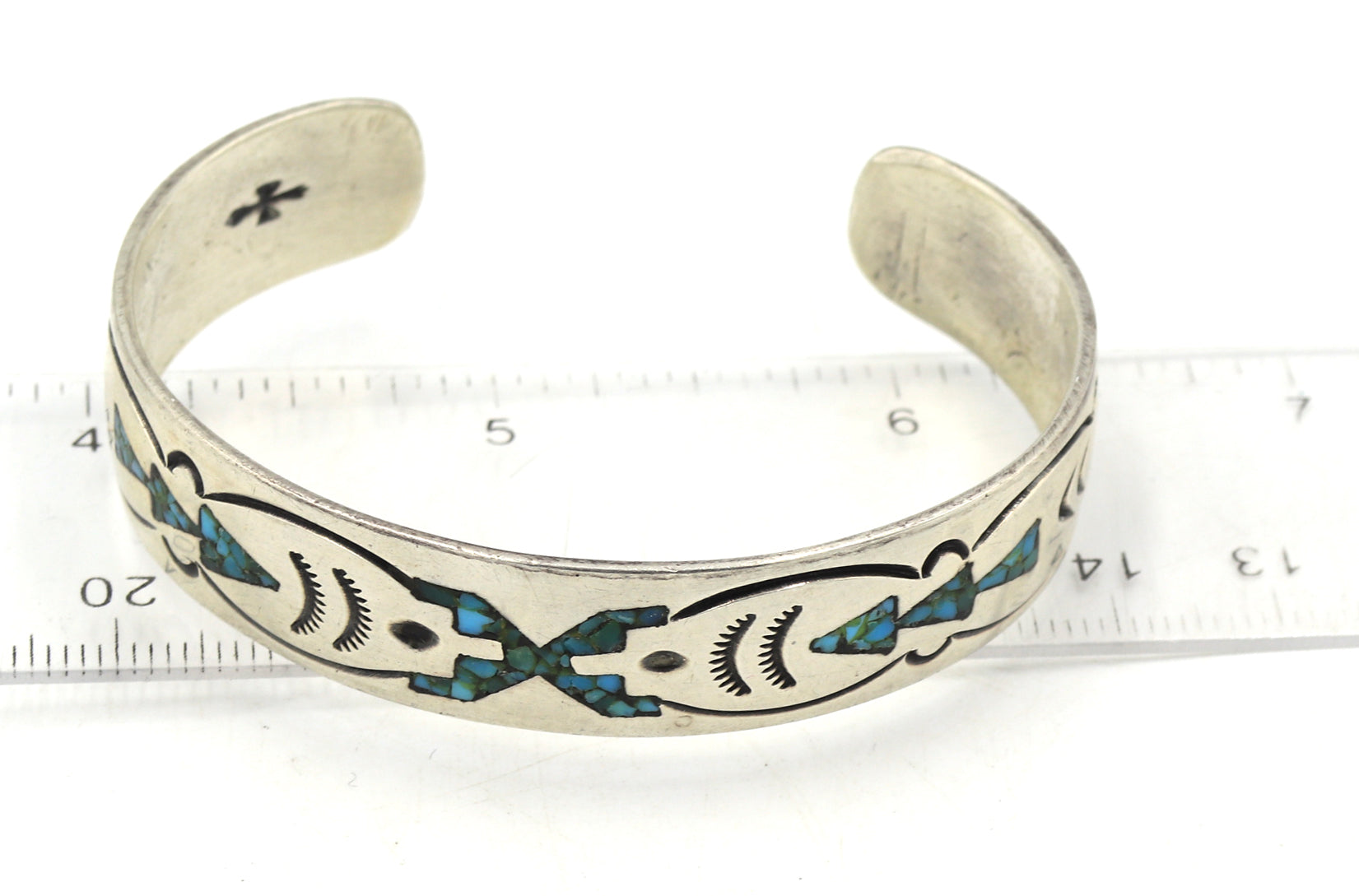 Vintage 925 sterling silver signed Turquoise cuff bangle