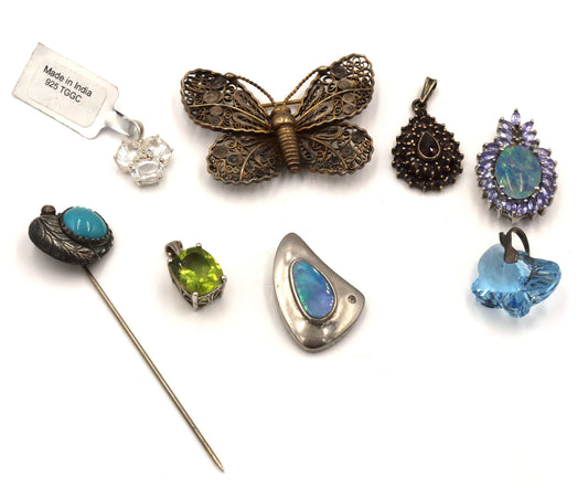 Group lot of vintage 925 sterling silver pendants