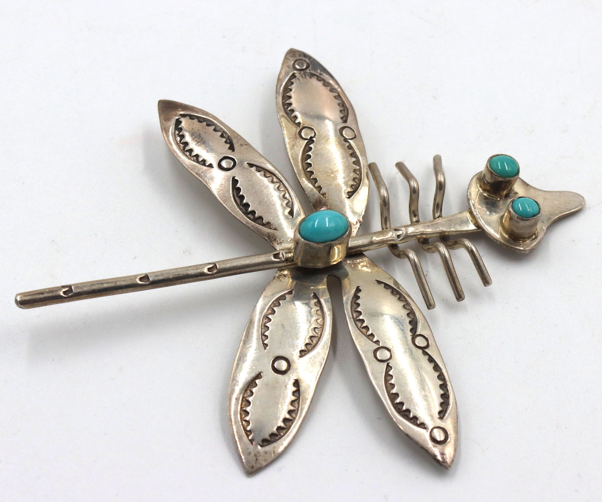 Vintage 925 sterling silver signed dragonfly brooch