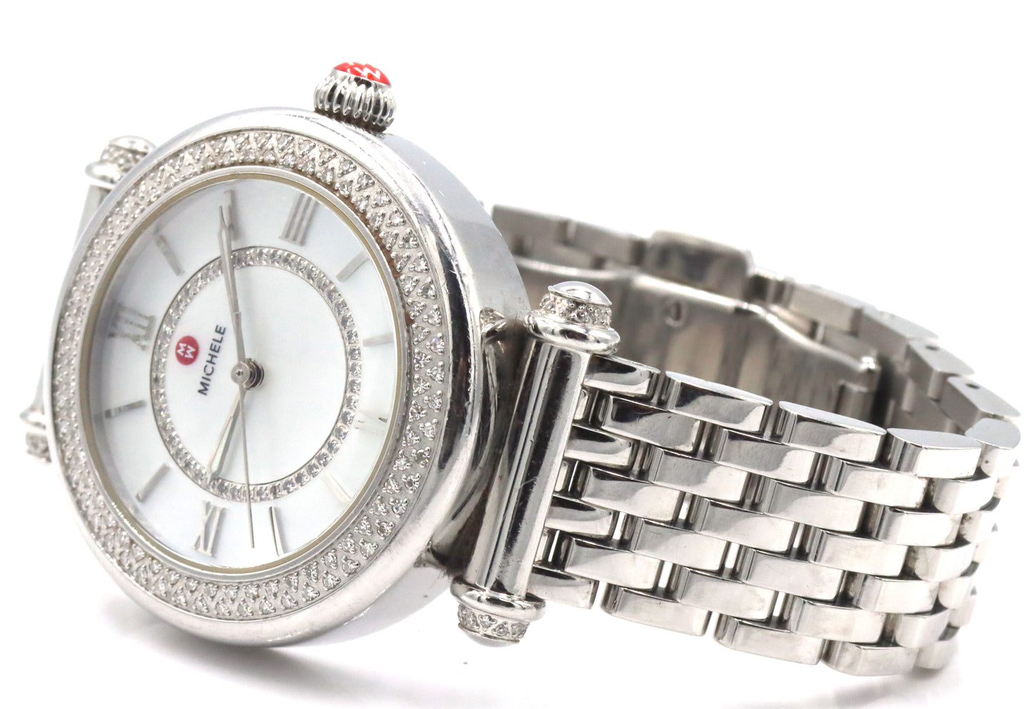 Michele Caber mid quartz mother of pearl diamond dial watch