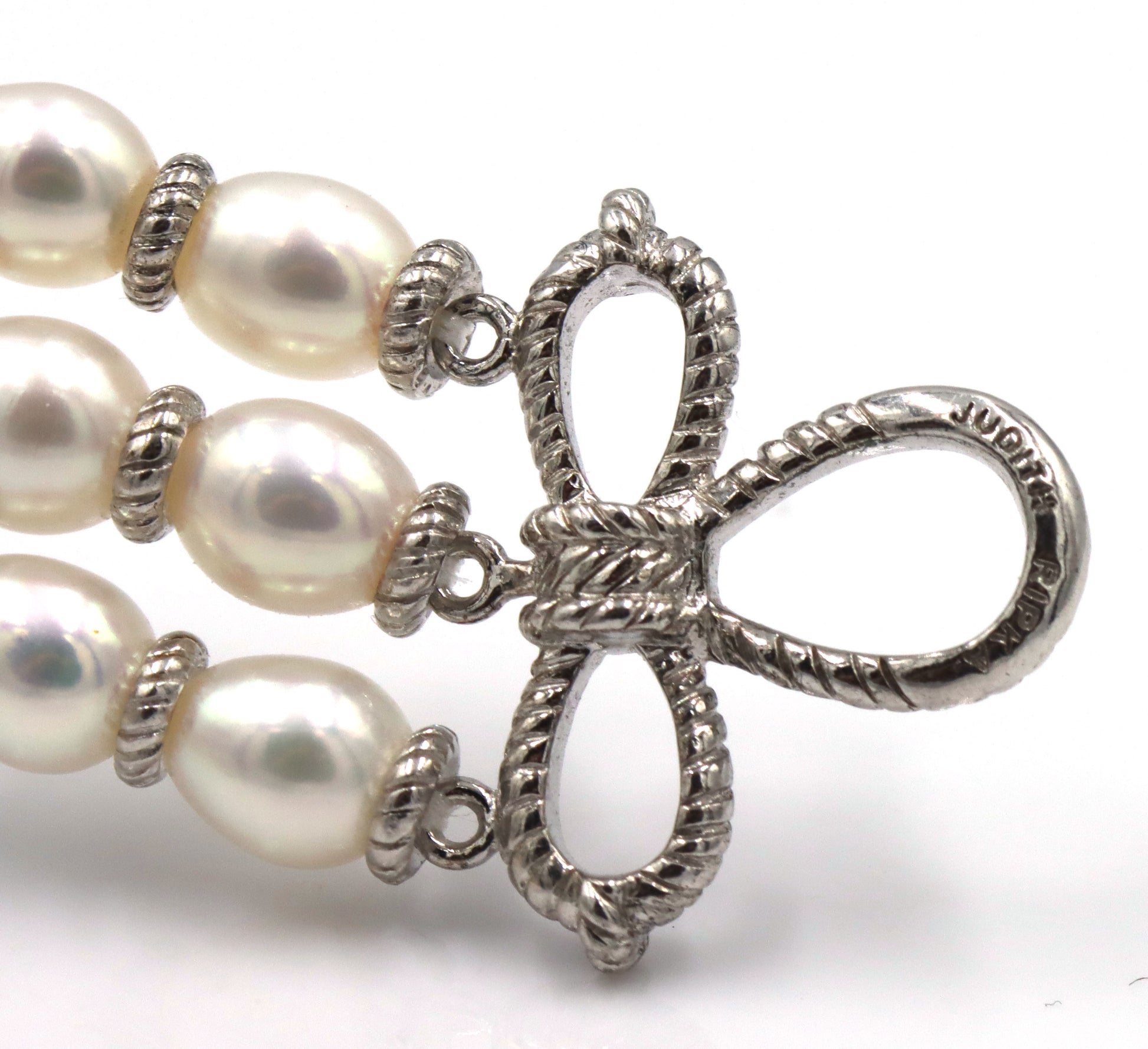 Judith Ripka 925 sterling silver and cultured fresh water pearl strand bracelet