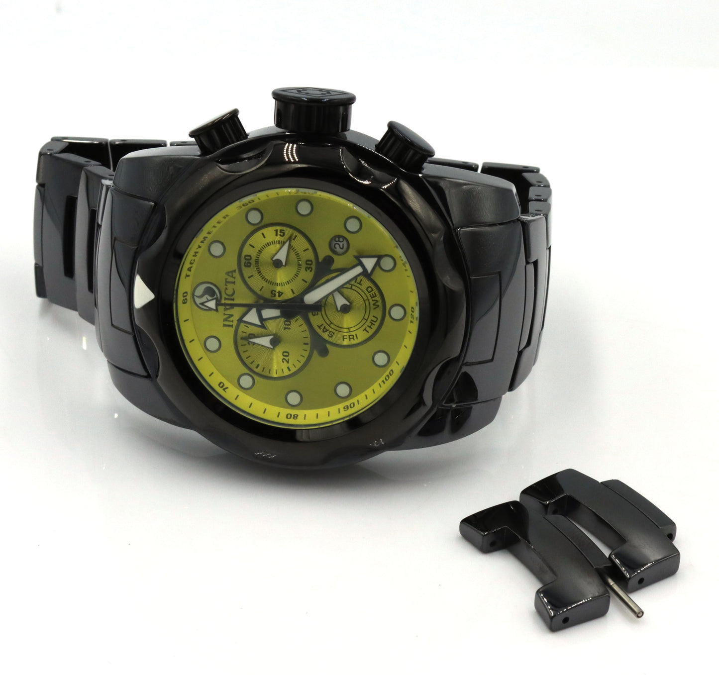 Men's Invicta chronograph yellow dial watch