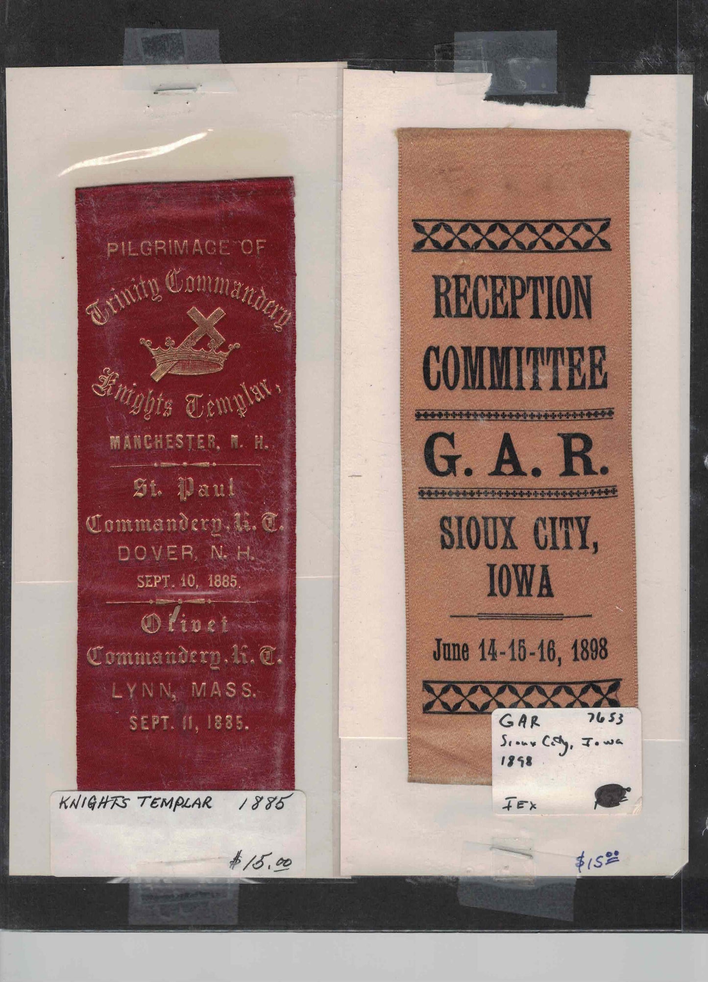 Antique Fraternal & Veteran Event Ribbons Collection (1880s–1890s)
