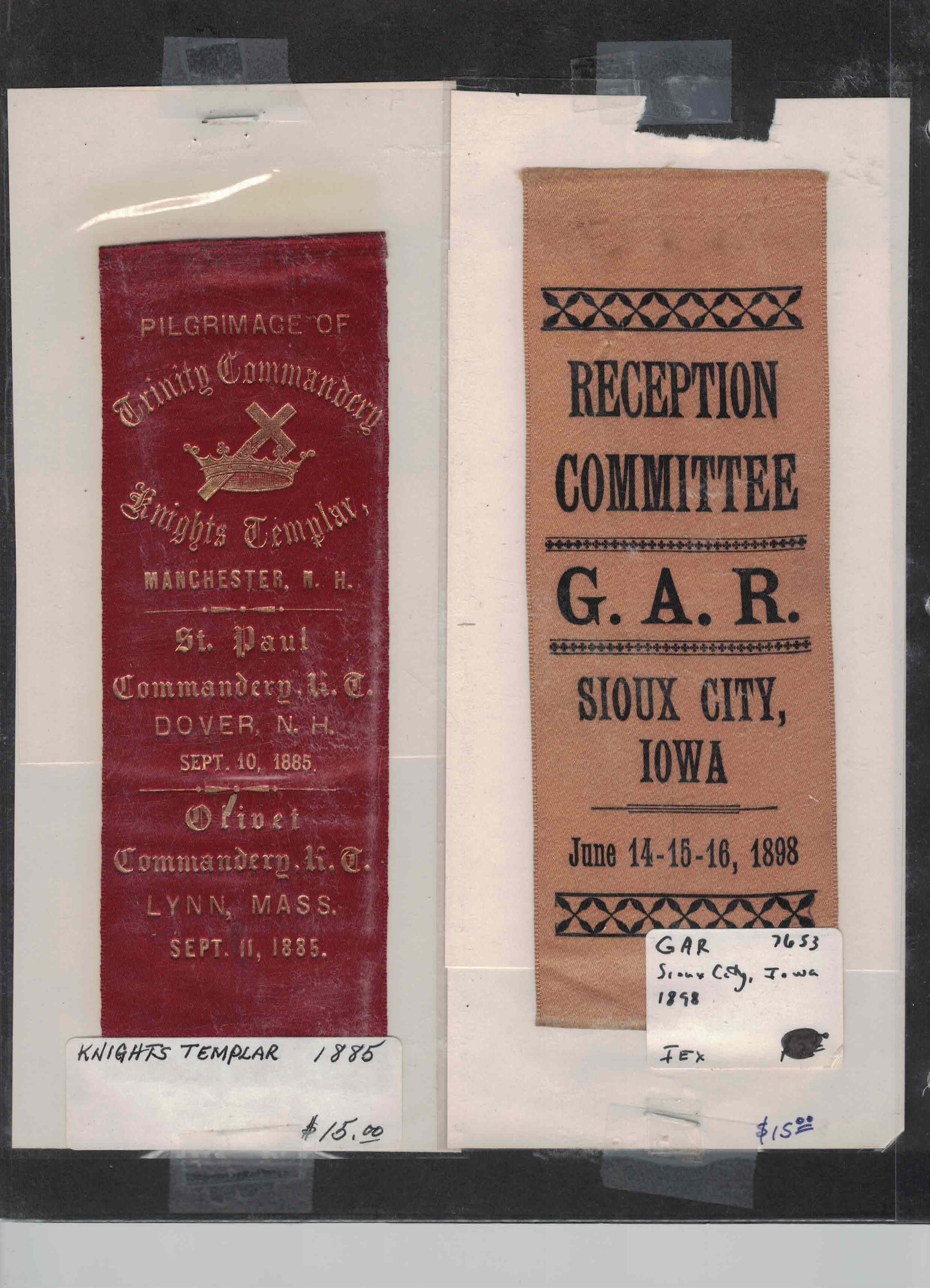 Antique Fraternal & Veteran Event Ribbons Collection (1880s–1890s)