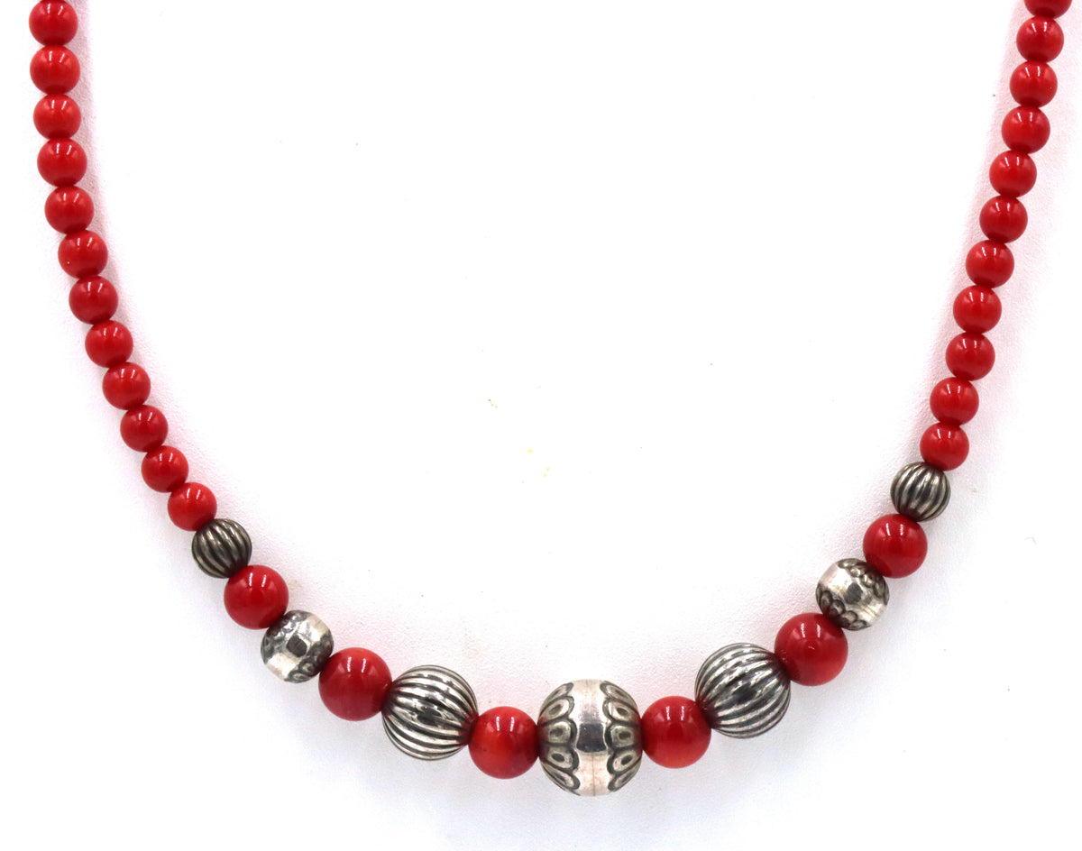 925 Sterling silver red beaded necklace