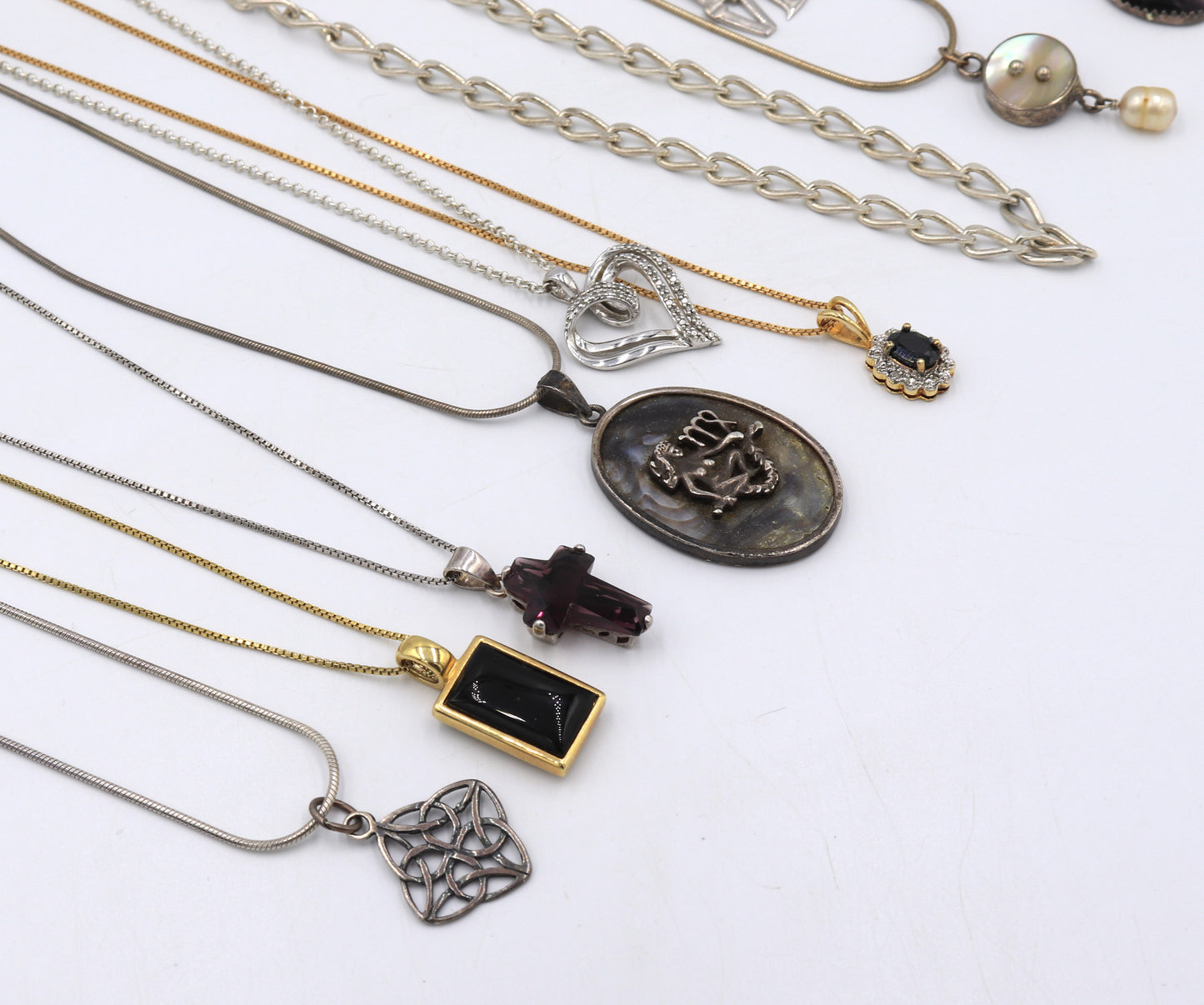 Group lot of vintage 925 sterling silver necklaces
