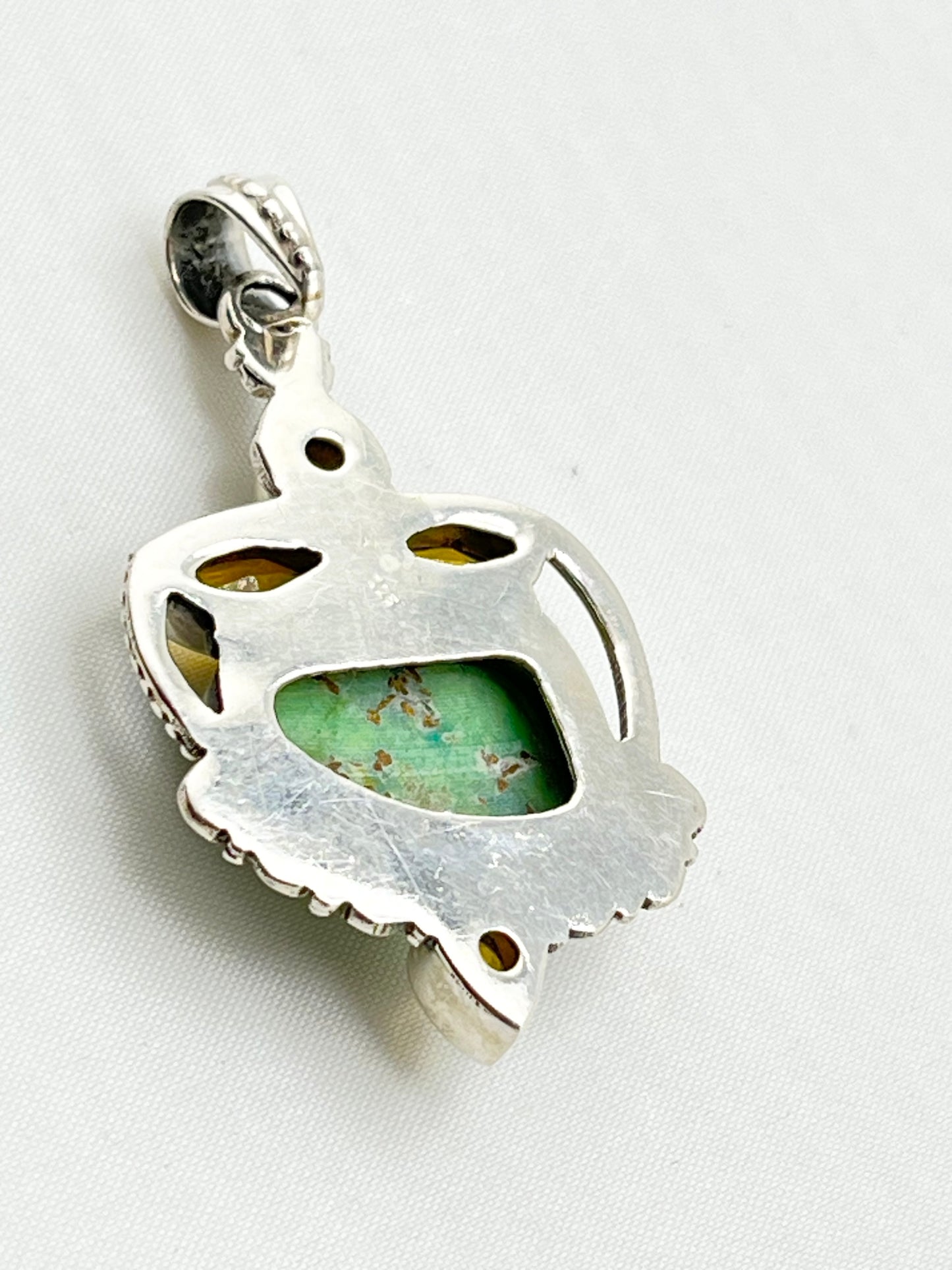 925 Sterling Silver Green Turquoise Pendant