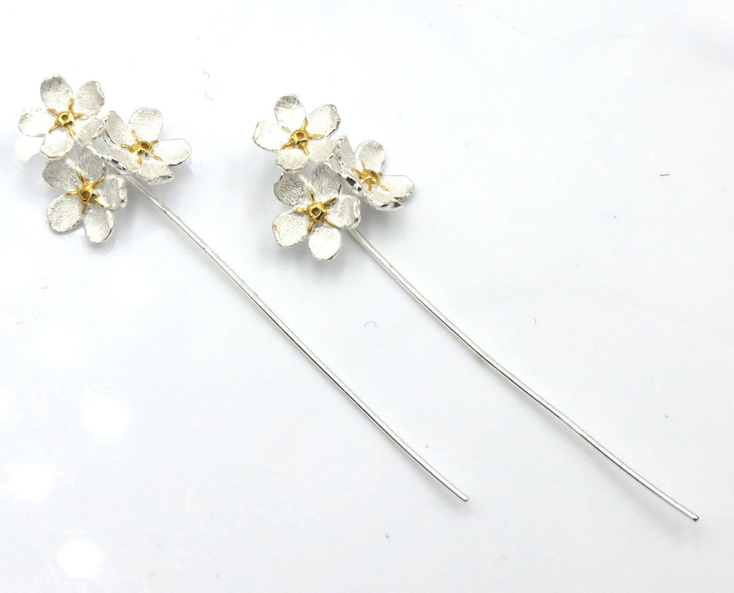 925 Sterling silver cubic zirconia dangle earrings and 2 pins