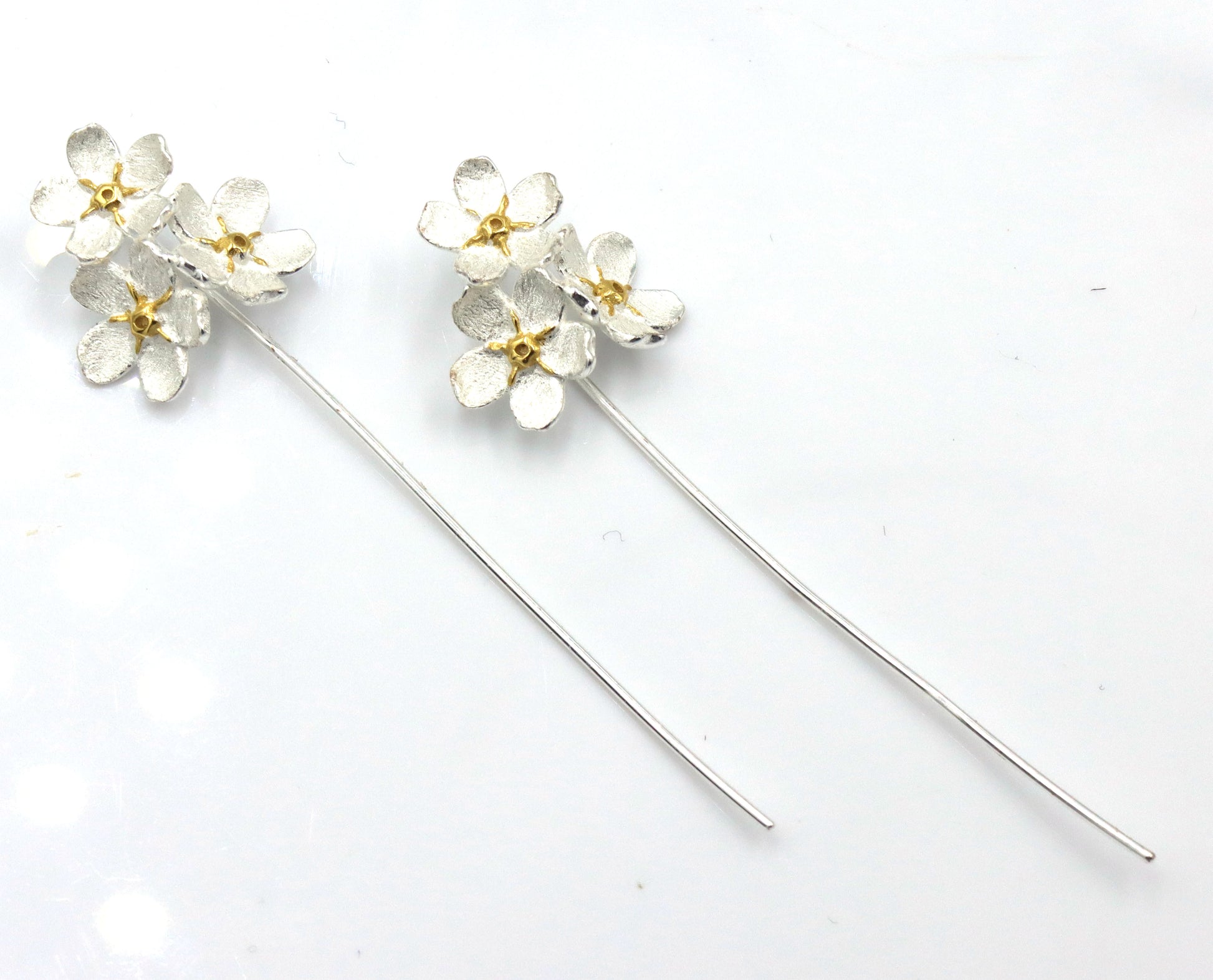 925 Sterling silver cubic zirconia dangle earrings and 2 pins