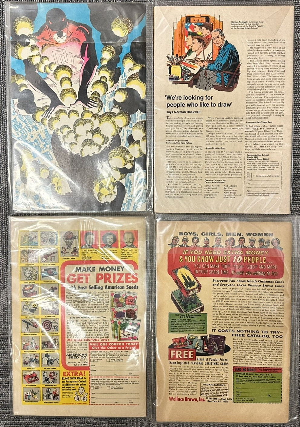 Vintage Marvel Comic Book Lot of 4 X-Men #41, Daredevil #20, Hulk #116, Marvel Fanfare #1