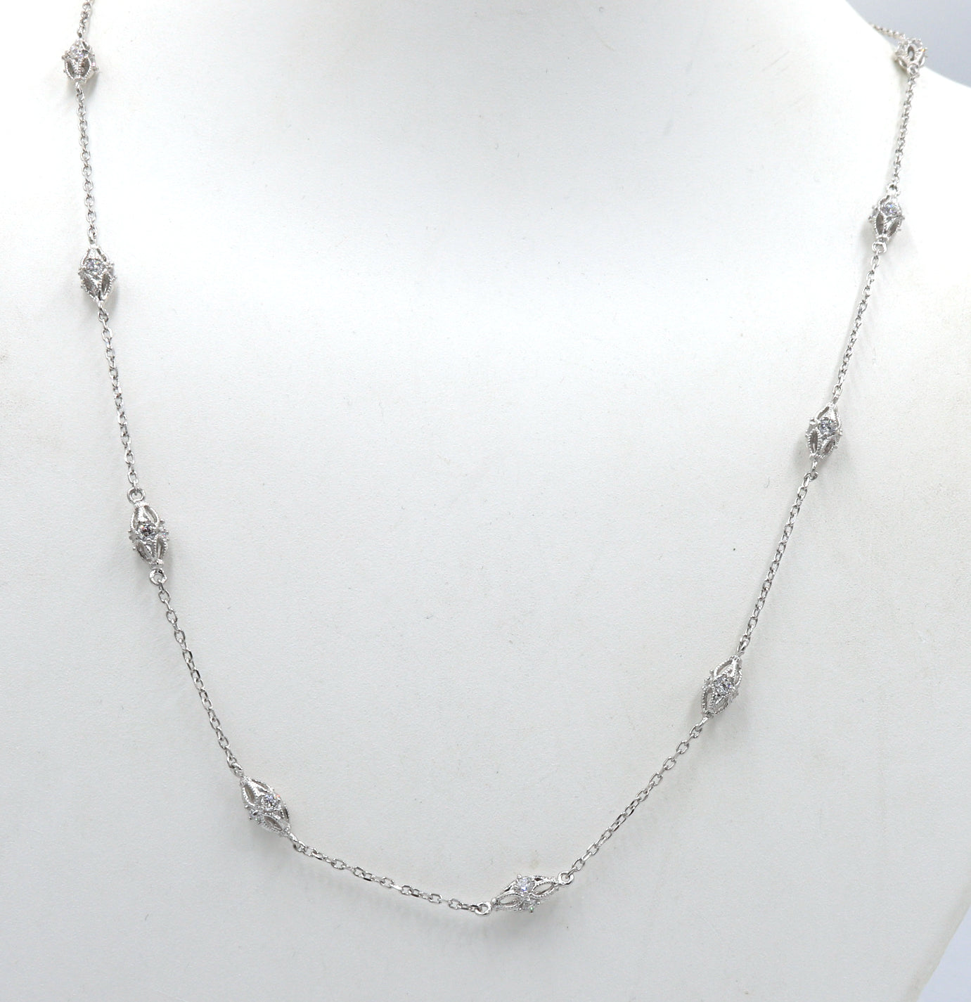925 Sterling silver Cubic zirconia by yard necklace