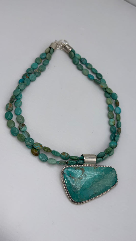 925 Sterling Silver Native American Turquoise Necklace