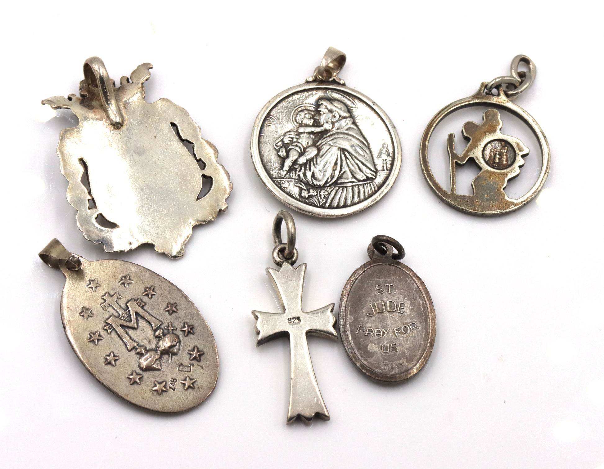 Group lot of Vintage 925 sterling silver Religion pendants