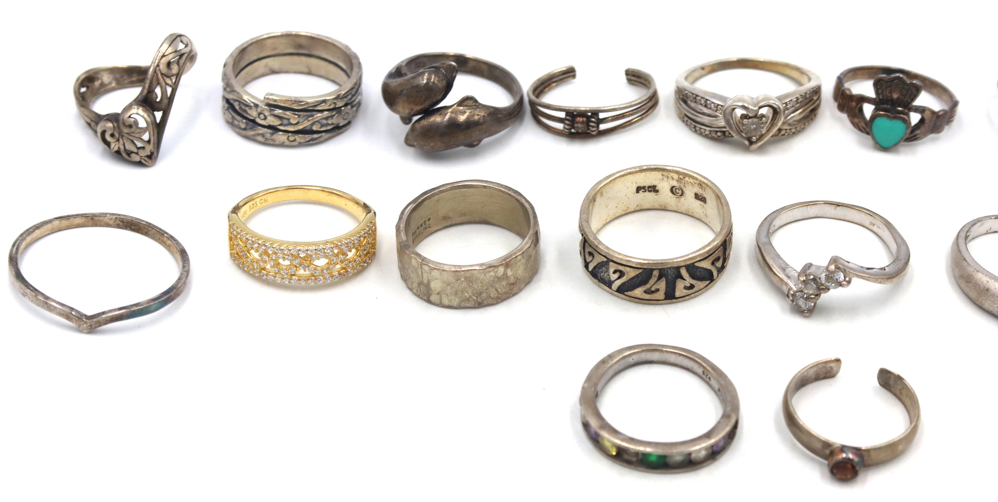 Vintage 925 sterling silver group lot of rings