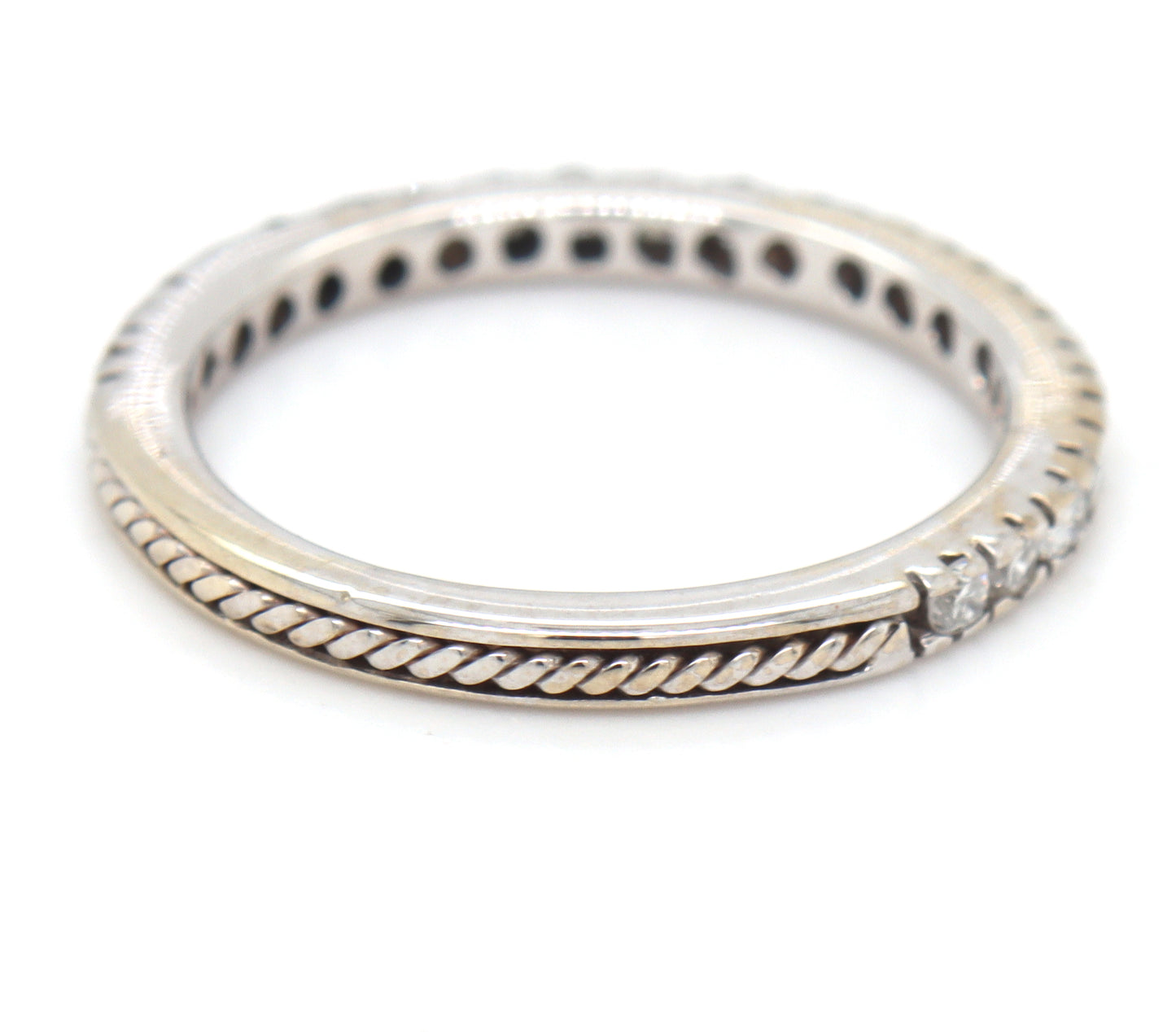 18kt White gold 0.35ctw round brilliant cut twisted rope wedding band