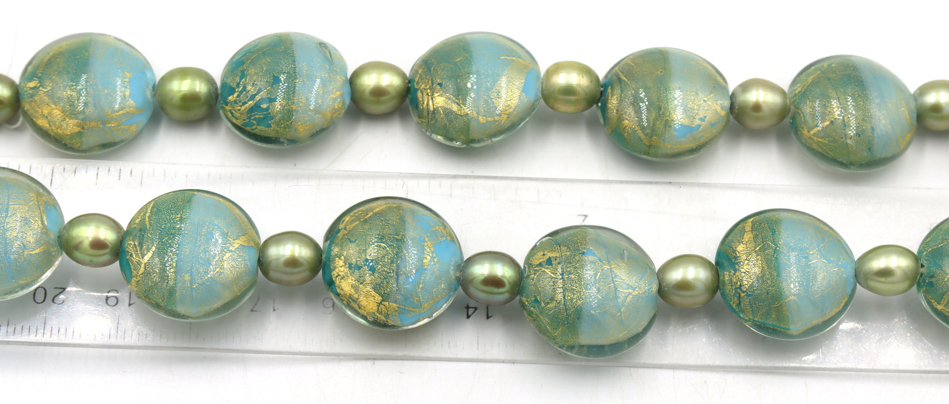 Satin glass bead and pearl necklace
