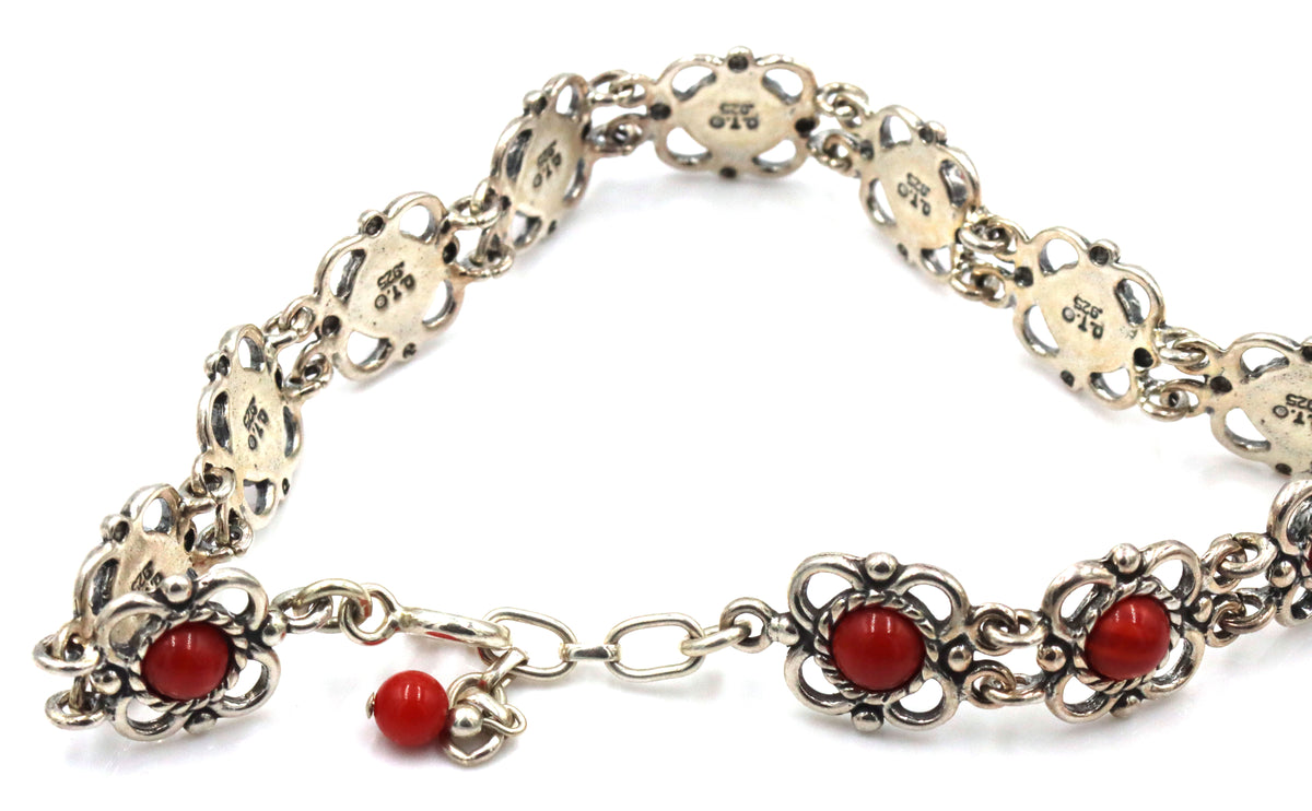 Set of 925 sterling silver signed gemstone bracelet and dangle earrings