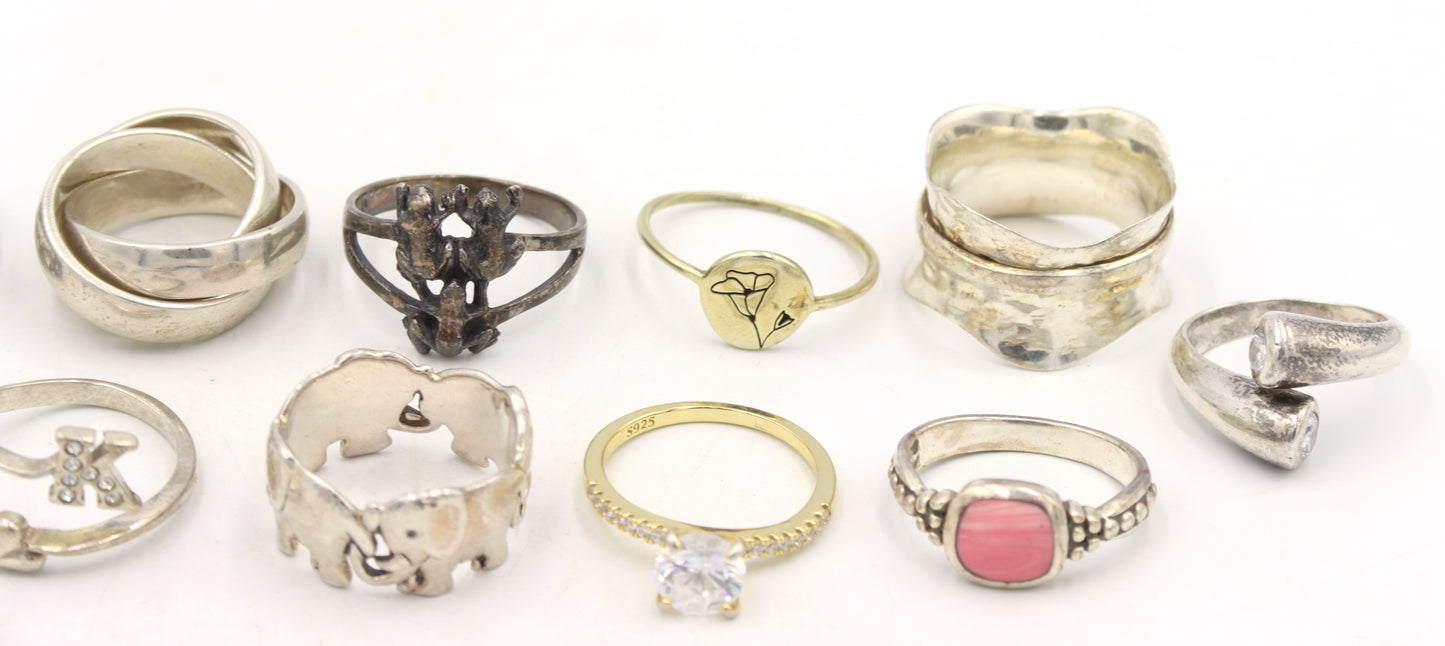 Vintage 925 sterling silver 13 rings