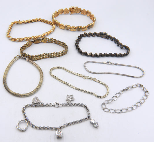 Group lot of 9 Vintage 925 sterling silver bracelets