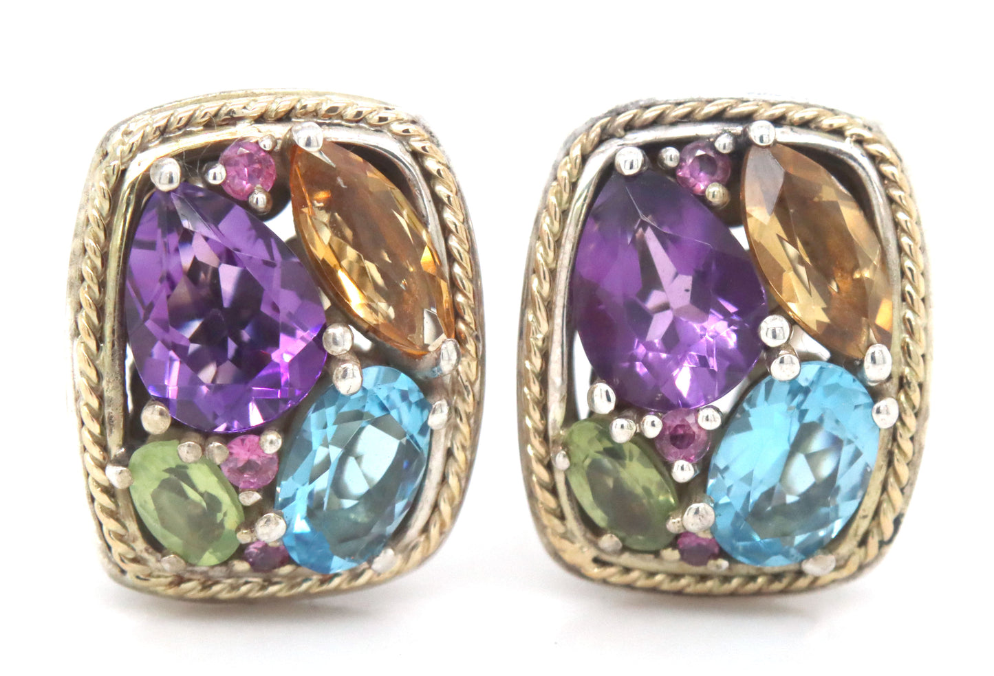 Effy multi color gemstone earrings in sterling silver