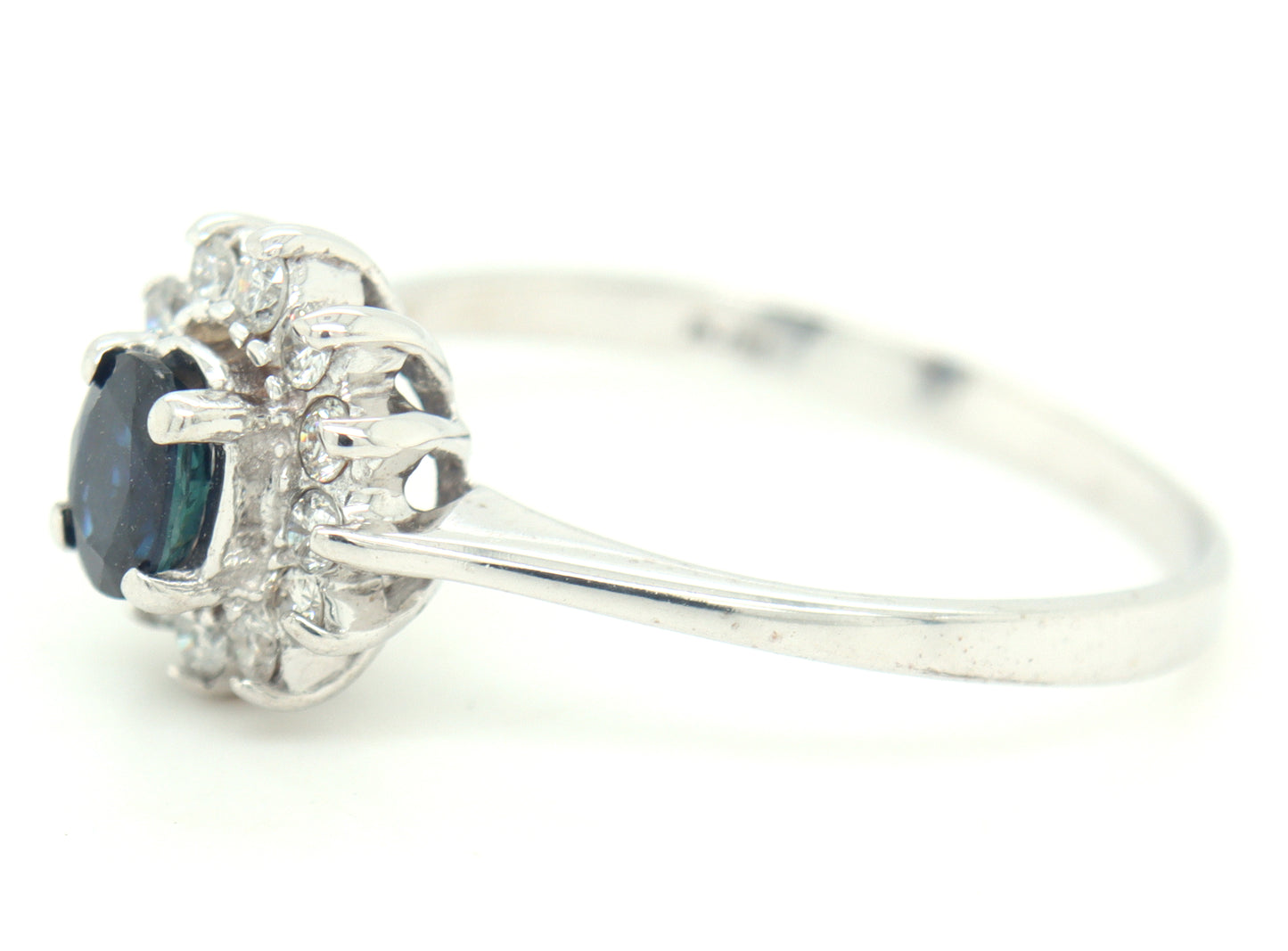 14kt White gold sapphire and diamond halo ring