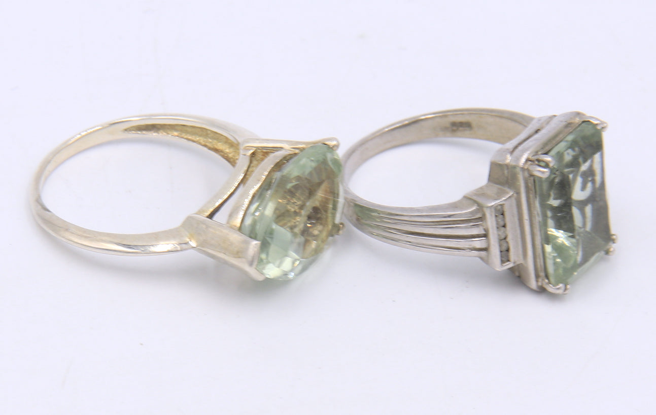 Set of 925 Sterling Silver Green Amethyst Jewelry