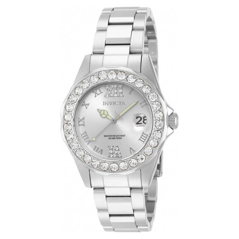 Invicta Pro Diver Silver Dial Crystal Bezel Stainless Steel Women’s Watch