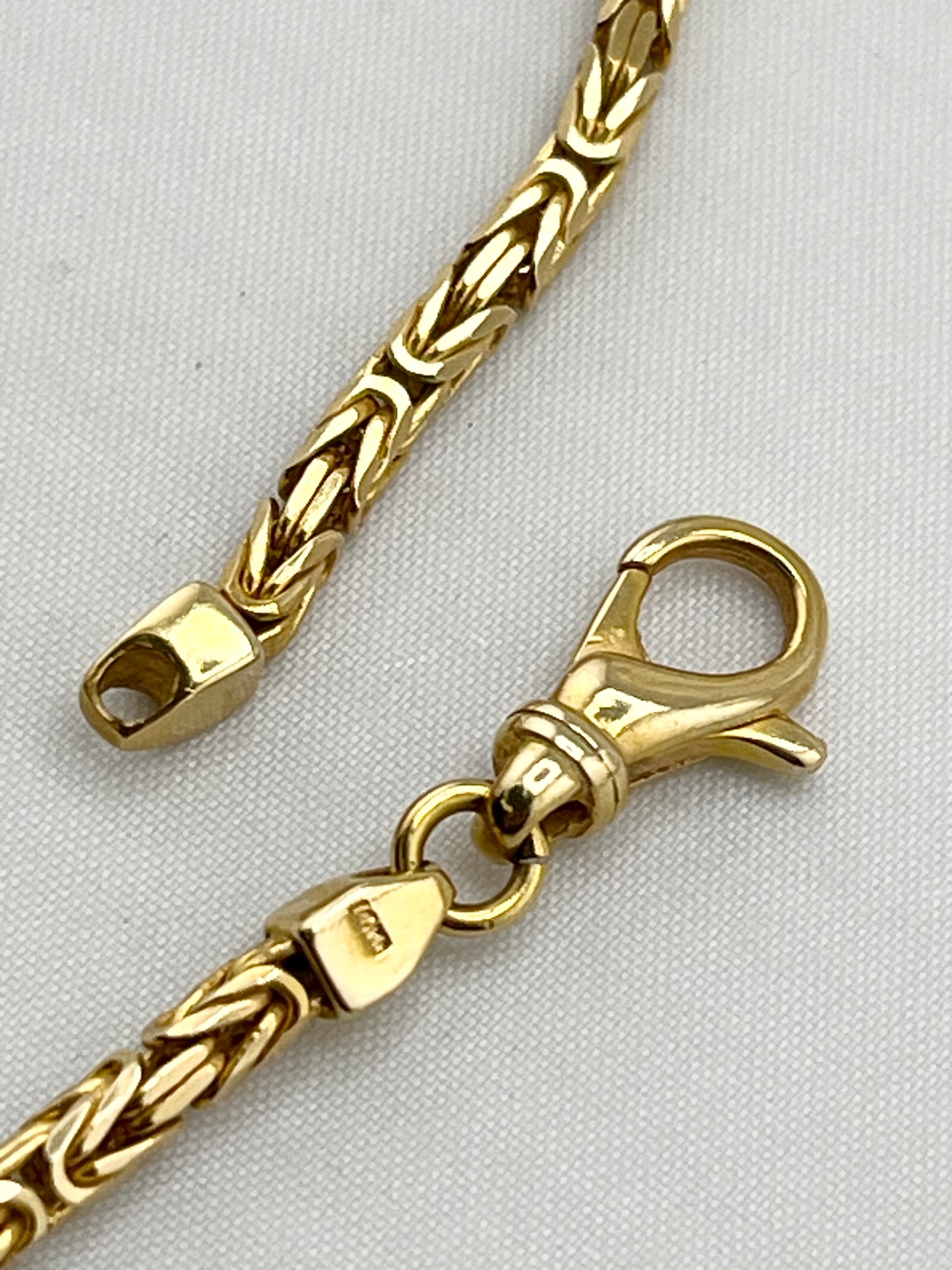 Italian 14KT Yellow Gold Solid 3MM Byzantine Chain Necklace