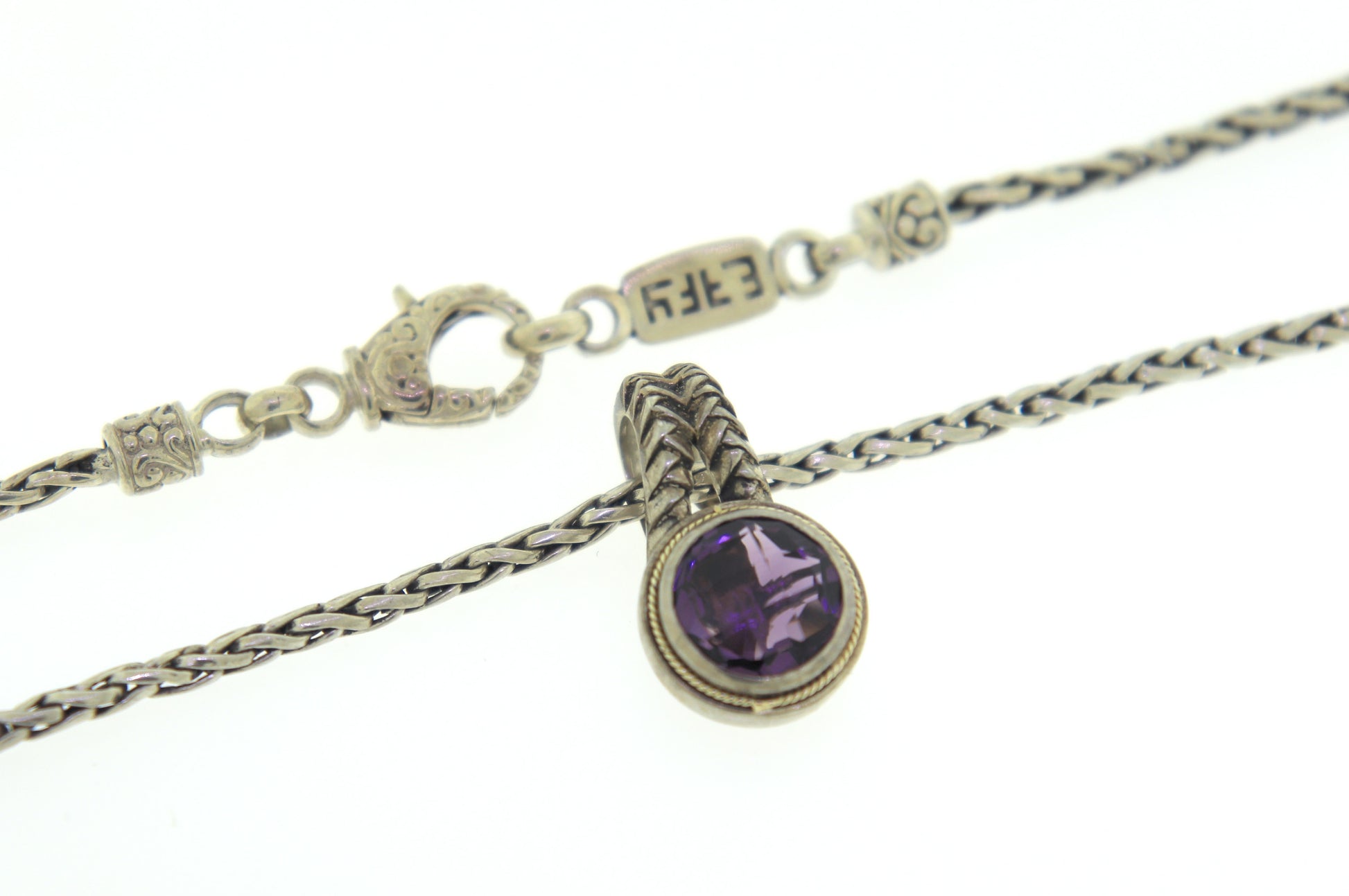 925 Sterling Silver Amethyst Pendant on Chain