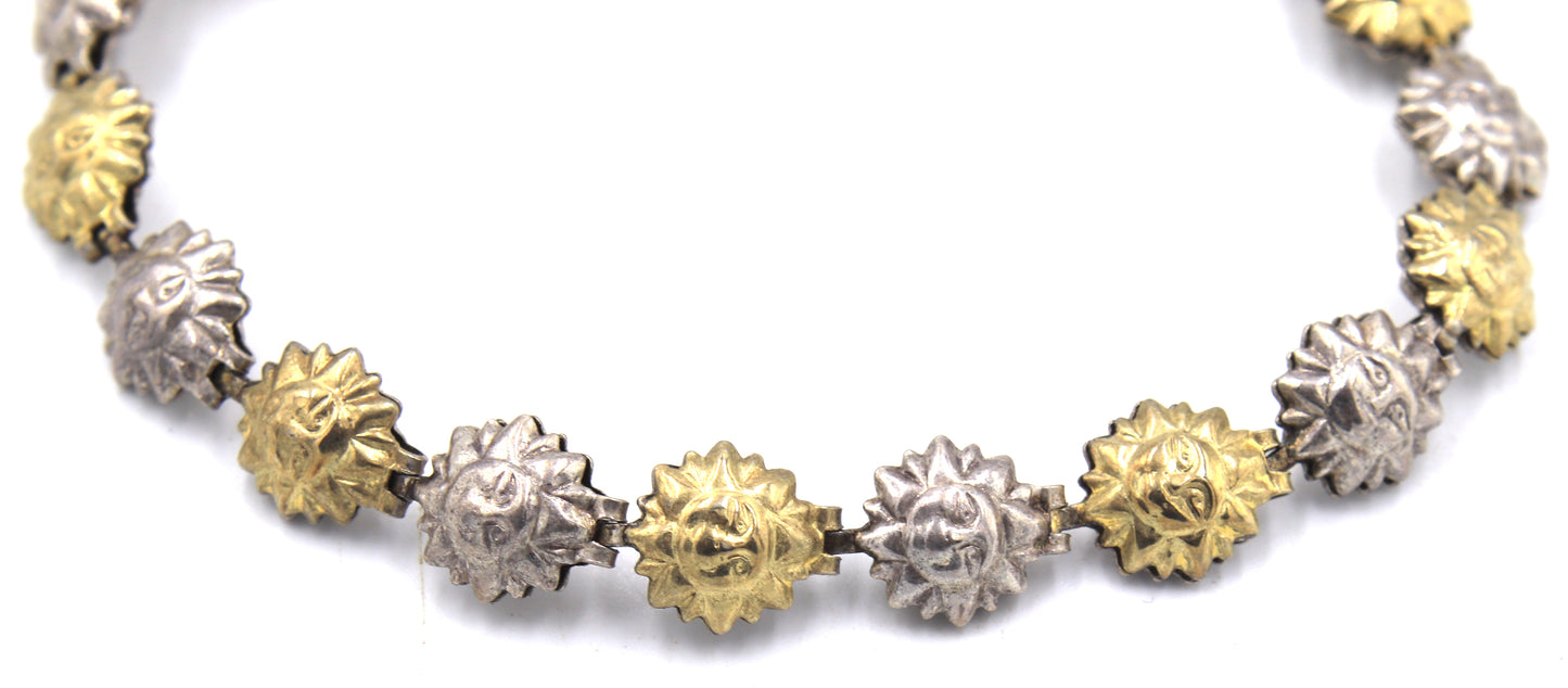 Italian Vintage 925 sterling silver sun link bracelet