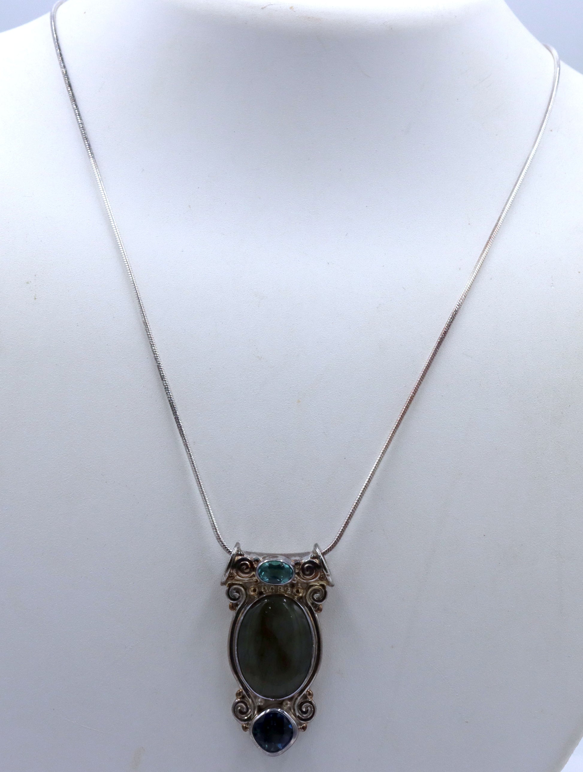 Sajen 925 Sterling Silver Labrodorite Topaz Pendant With Chain Necklace