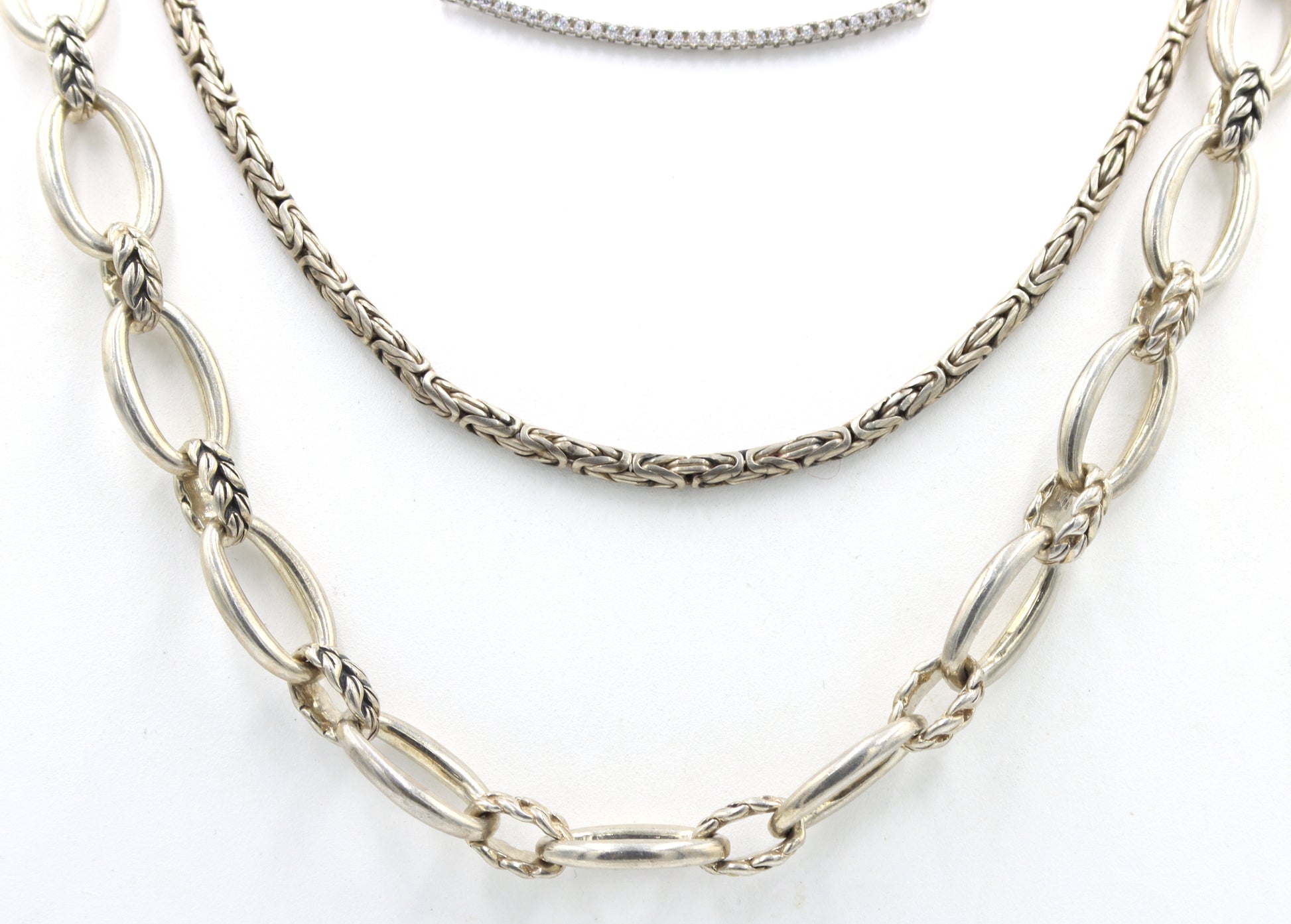 Group lot of 3 Vintage 925 sterling silver necklaces