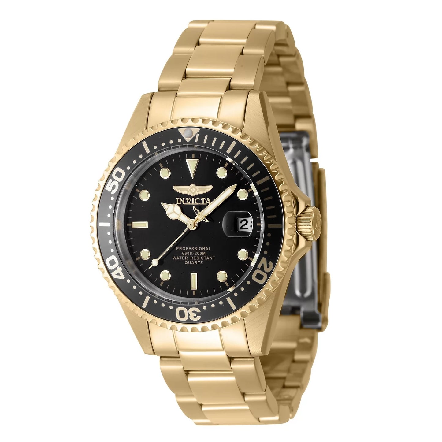 Invicta Men's Pro Diver Quartz 3 Hand Black Dial Watch