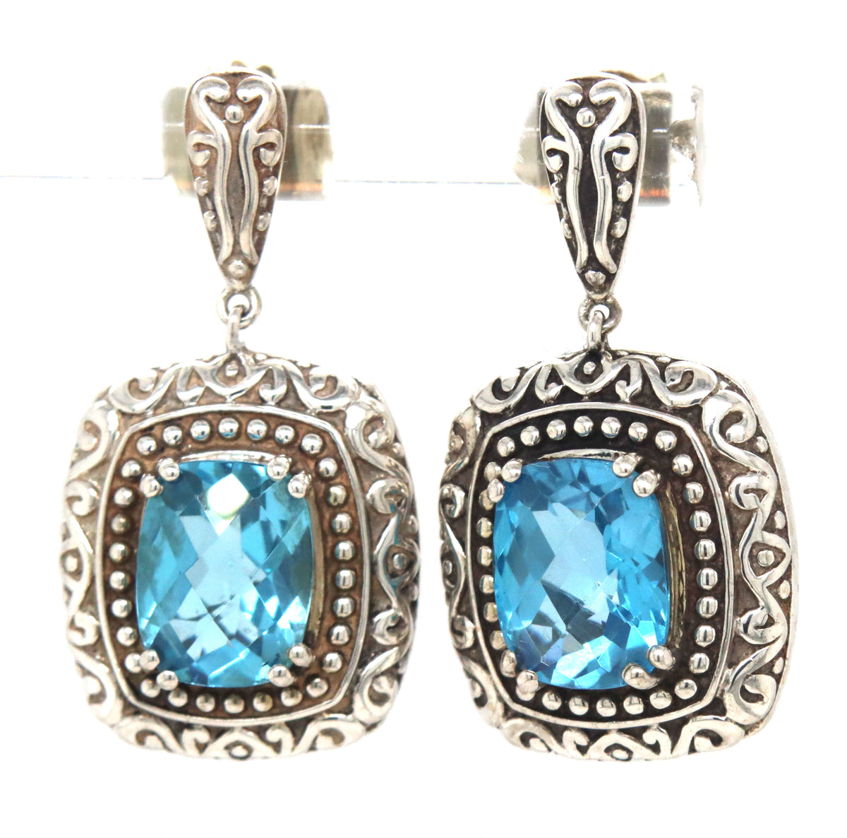 Effy blue topaz dangel earrings in 925 sterling silver