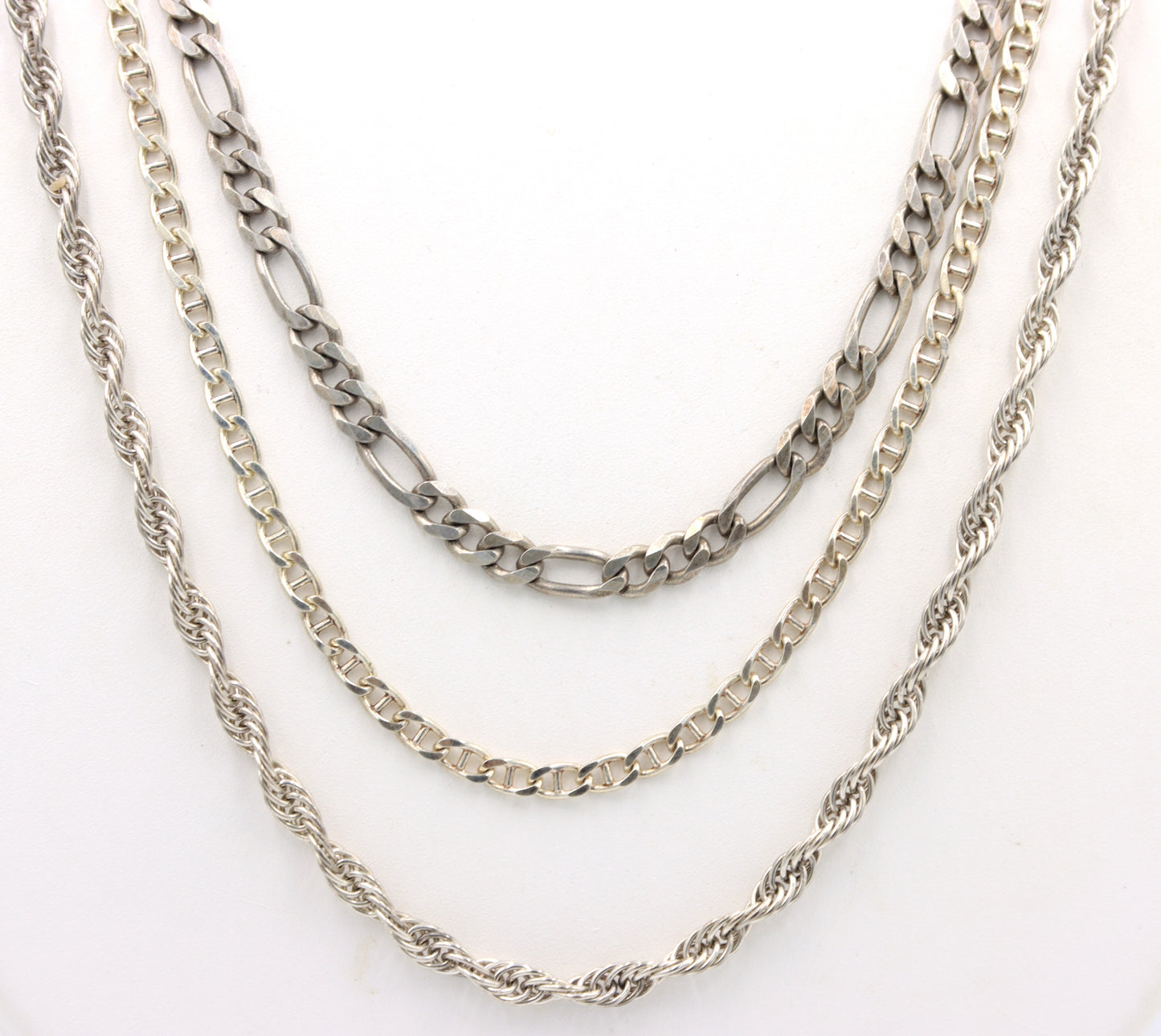 Group lot of 3 Vintage 925 sterling silver chains