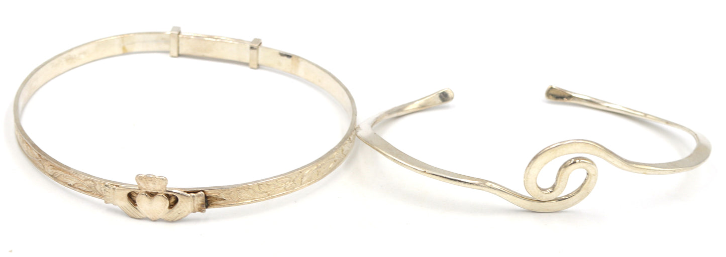 Vintage 925 sterling silver group lot of cuff bangles