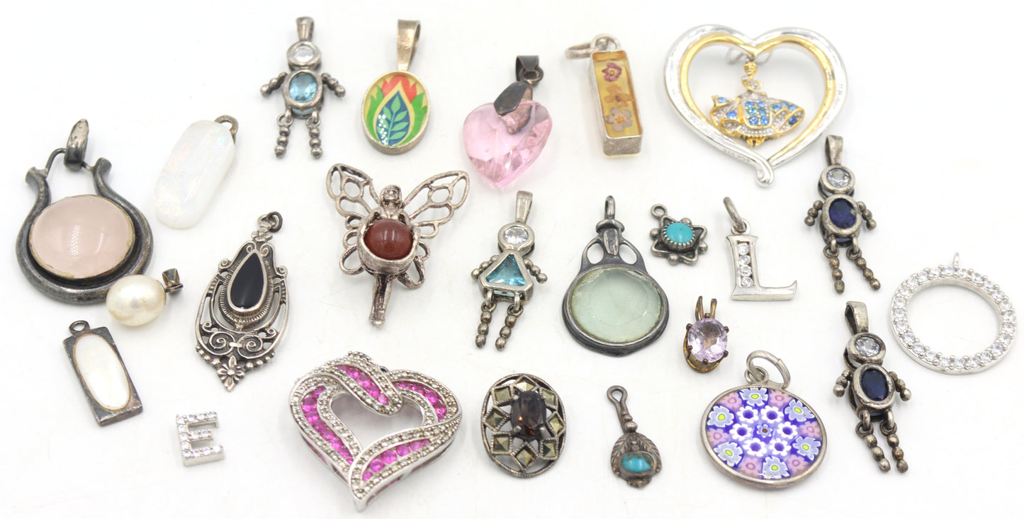 Group lot of Vintage 925 sterling silver charms pendants