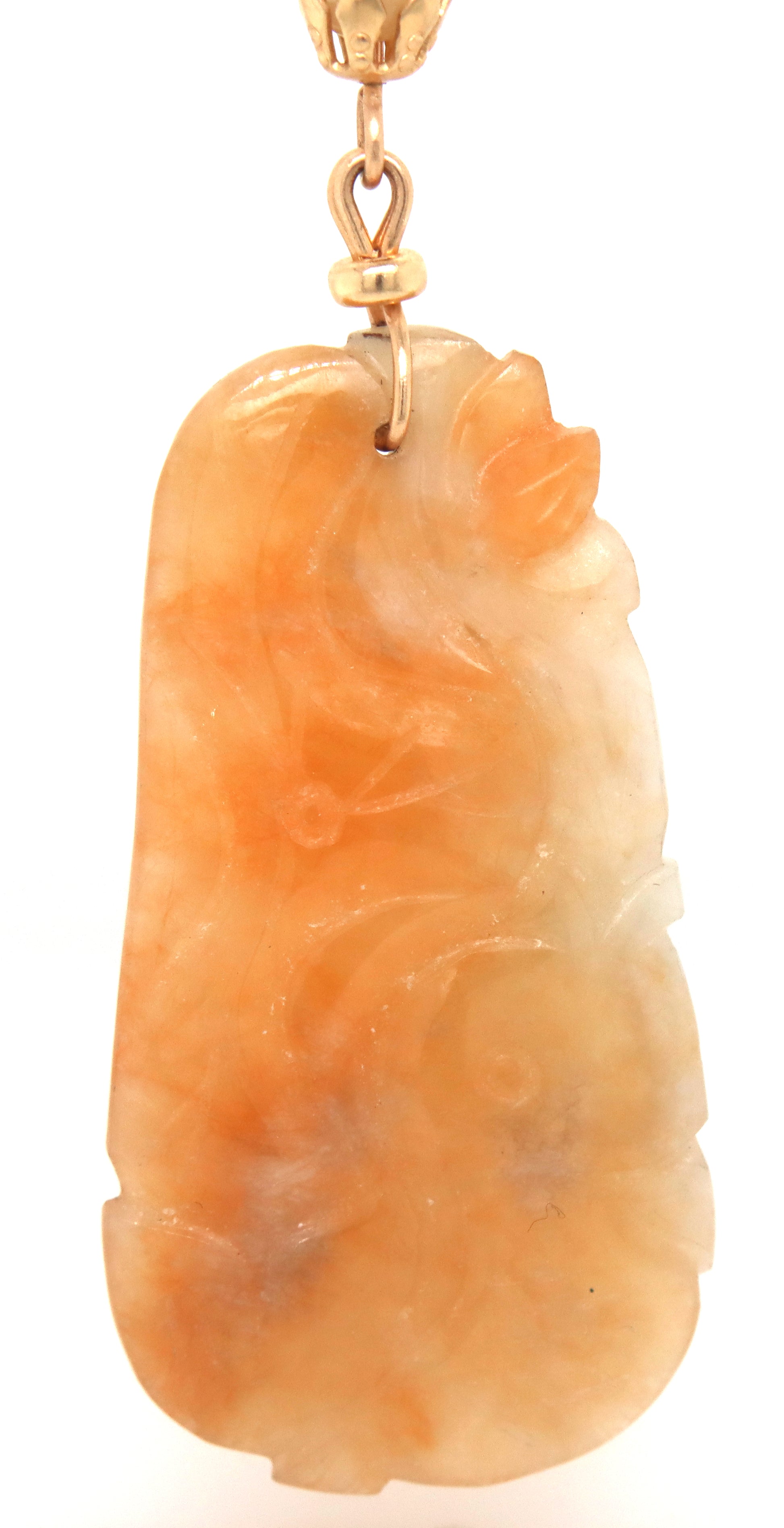 14kt Yellow gold Jade pendant on chain