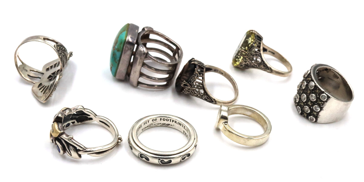 Group lot of Vintage 925 sterling silver rings