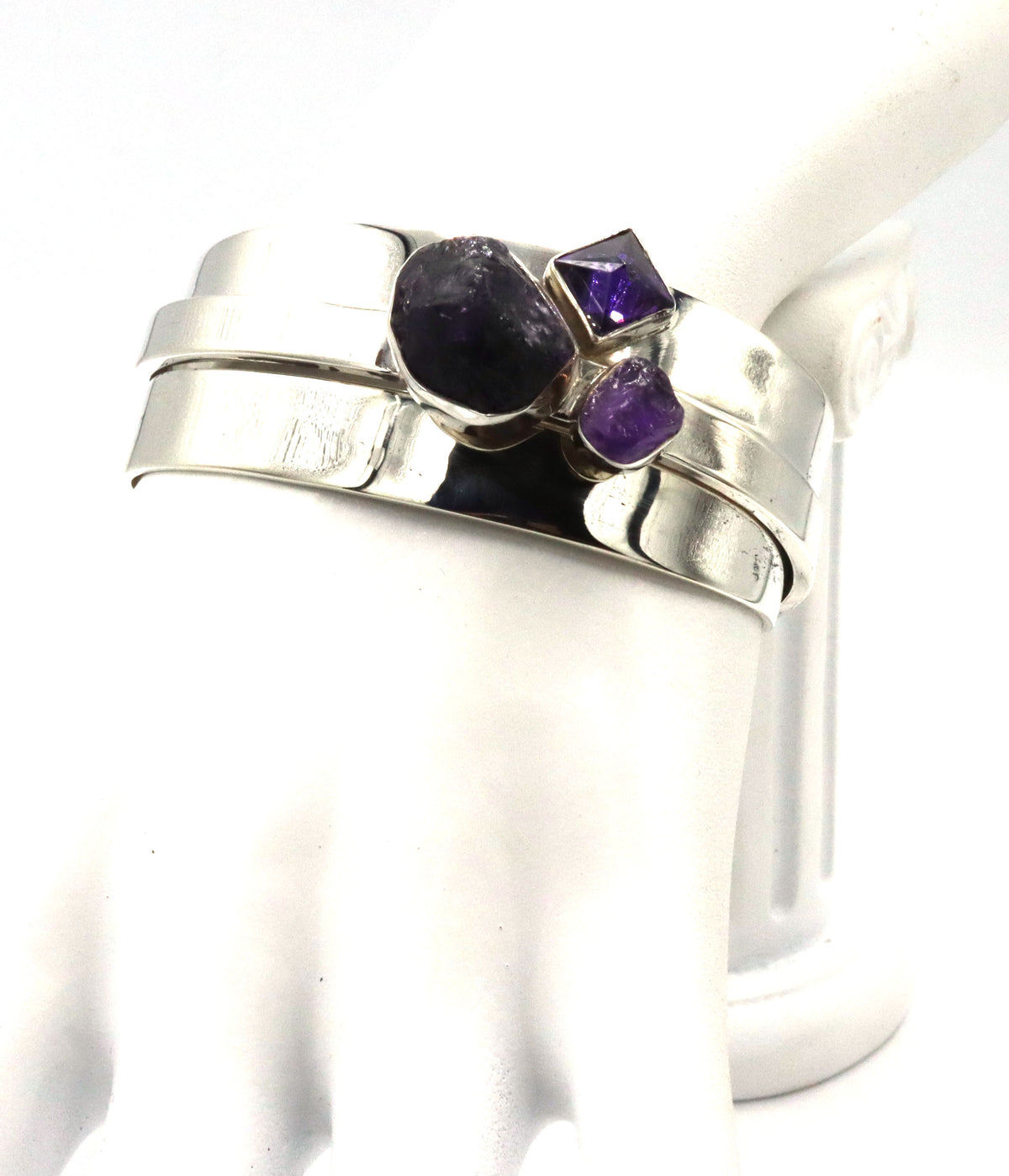 925 Sterling silver Lilly Barrack amethyst bangle bracelet