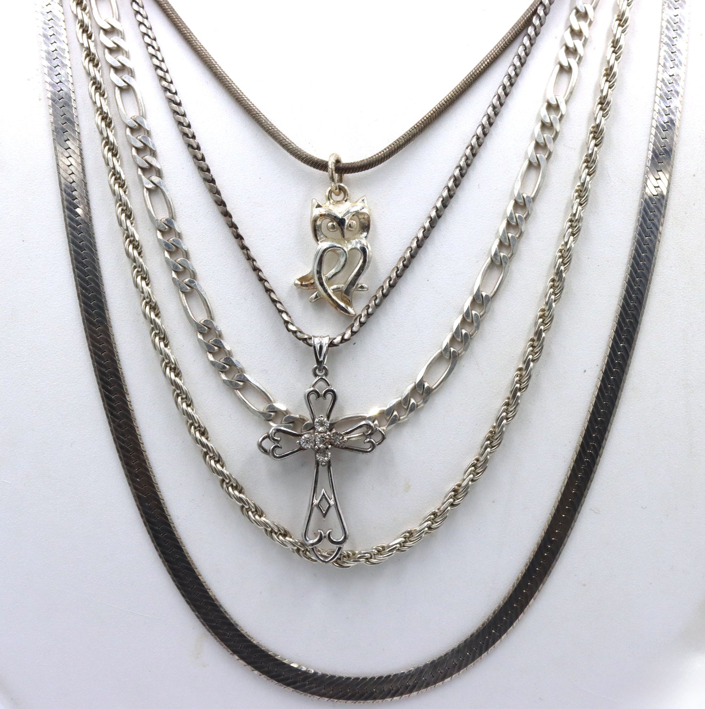 Group lot of 5 Vintage 925 sterling silver necklaces