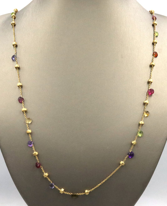 Italian Marco Bicego 18KT Yellow Gold Paradise Gemstone With The Traditional Florentine Bulino Techn