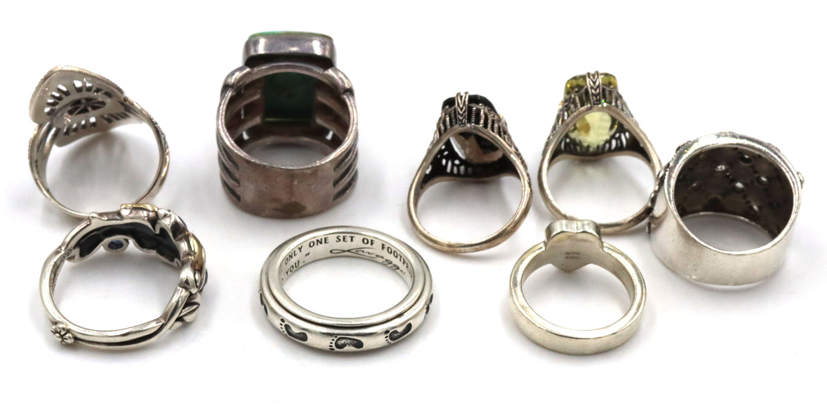 Group lot of Vintage 925 sterling silver rings