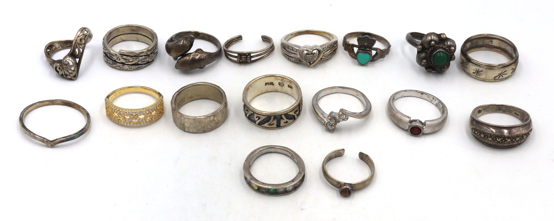 Vintage 925 sterling silver group lot of rings