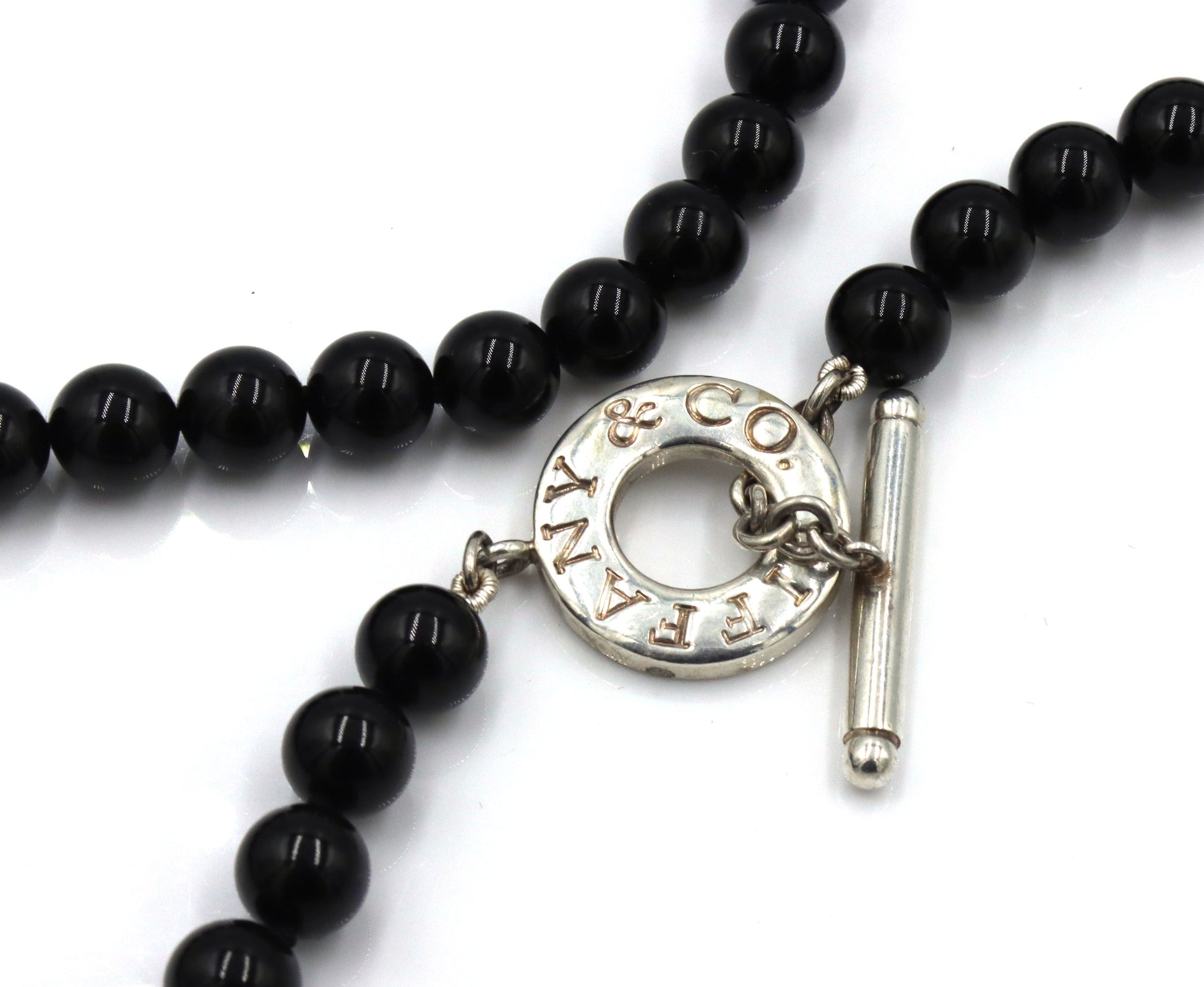 Tiffany & Co black onyx beads toggle necklace