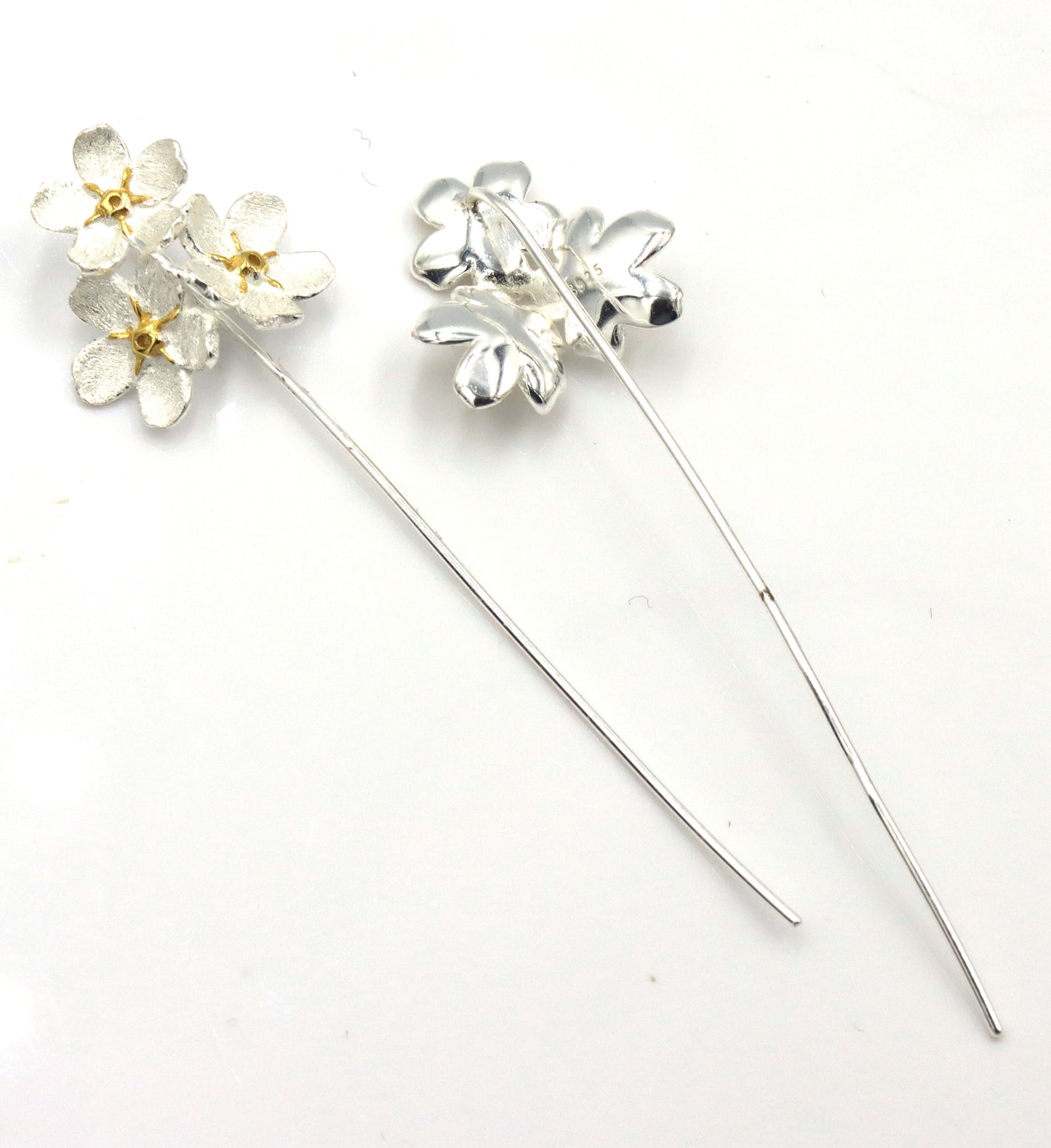 925 Sterling silver cubic zirconia dangle earrings and 2 pins